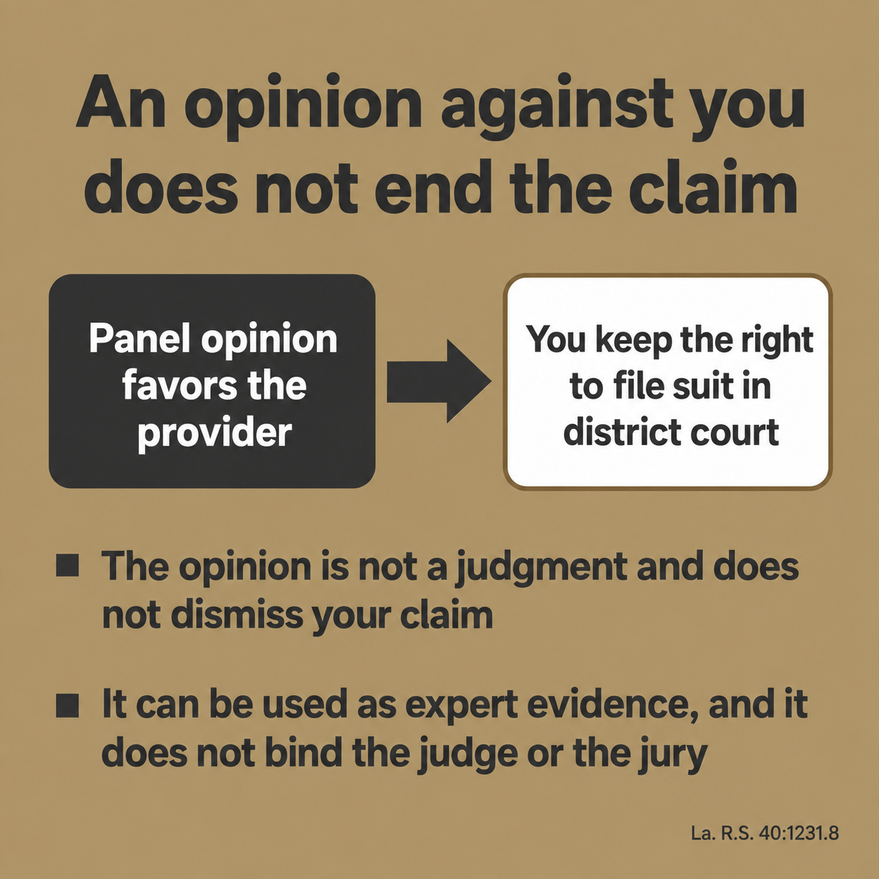 Two-step path showing that an adverse Louisiana medical review panel opinion does not dismiss the patient's claim 